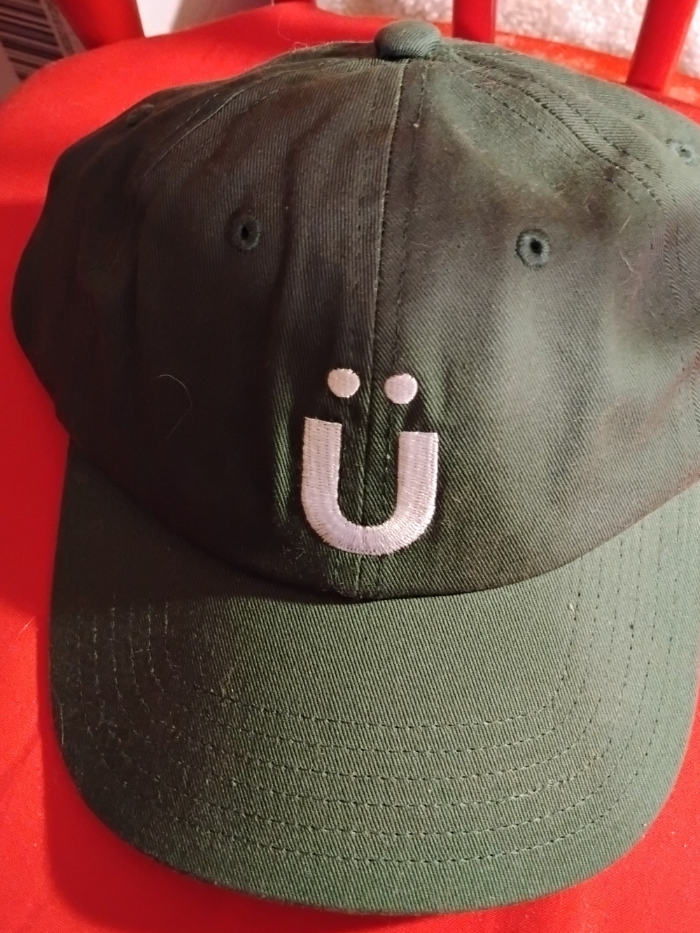 Gruns Green Baseball Cap with Smiley Embroidery